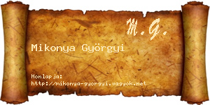 Mikonya Györgyi névjegykártya
